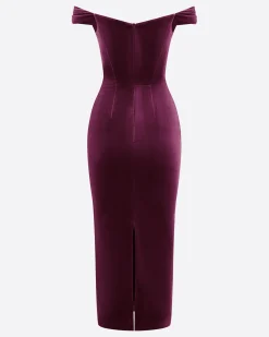 Off Shoulder Corset Dress in Velvet