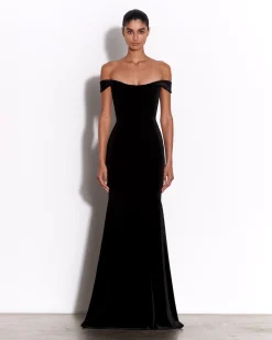 Off Shoulder Corset Gown in Velvet