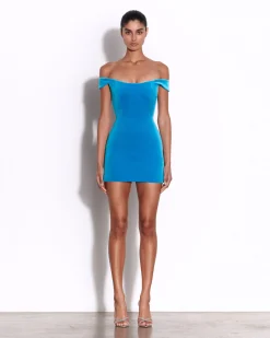 Off Shoulder Corset Mini Dress in Velvet