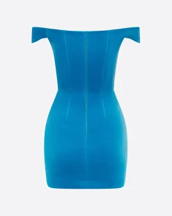 Off Shoulder Corset Mini Dress in Velvet