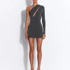 One Sleeve Mini Dress in Crepe Jersey