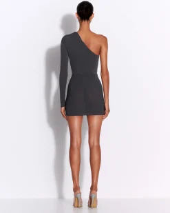 One Sleeve Mini Dress in Crepe Jersey