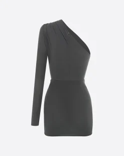 One Sleeve Mini Dress in Crepe Jersey