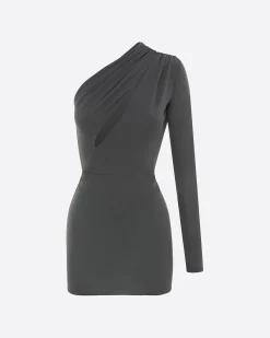 One Sleeve Mini Dress in Crepe Jersey