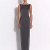 Open Back Drape Column in Satin Crepe