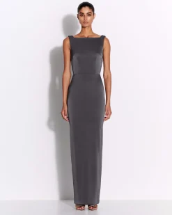 Open Back Drape Column in Satin Crepe