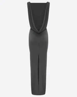 Open Back Drape Column in Satin Crepe
