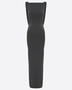 Open Back Drape Column in Satin Crepe