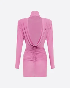 Open Back Drape Mini Dress in Jersey