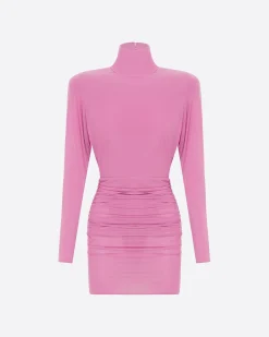 Open Back Drape Mini Dress in Jersey