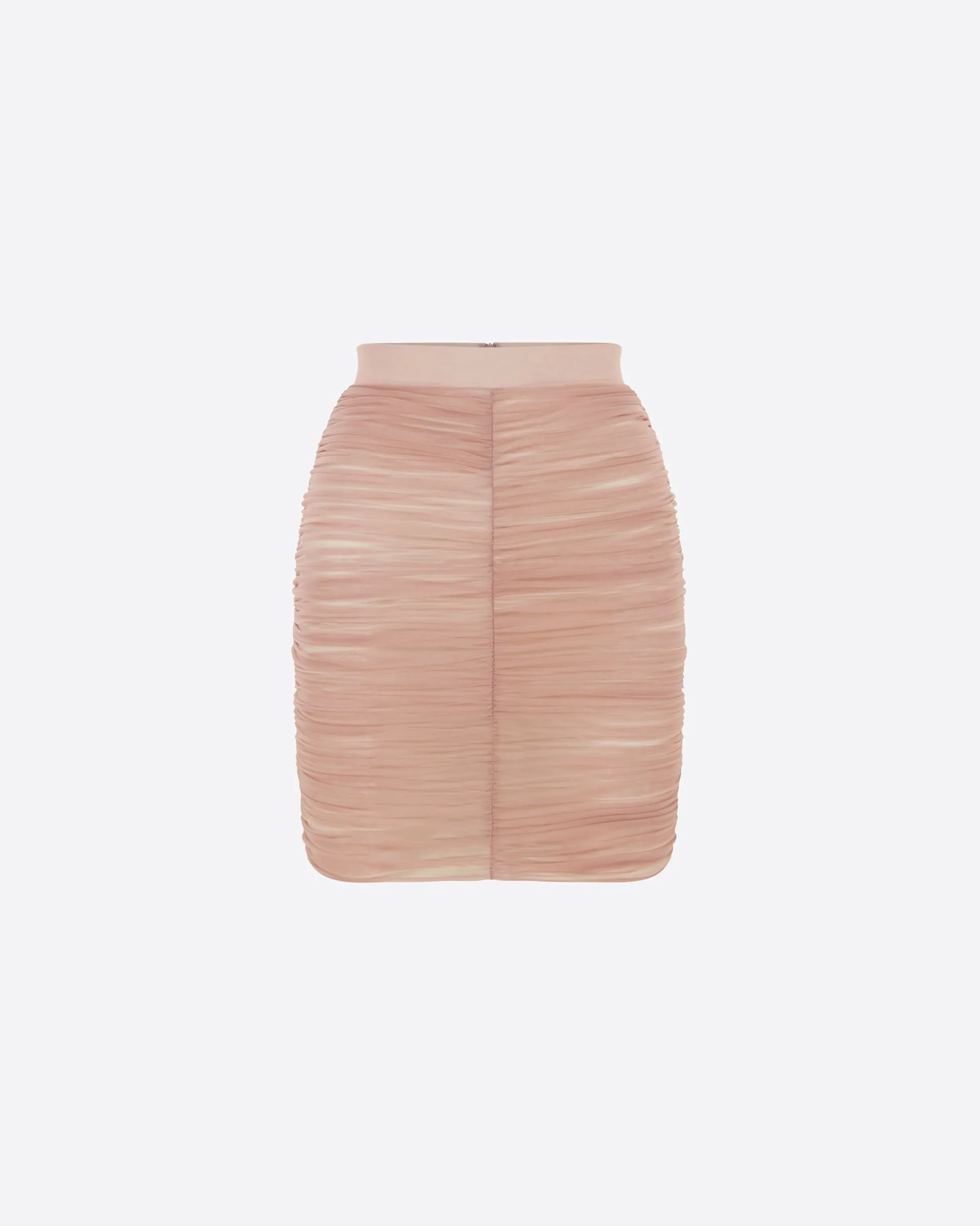 Ruched Mini Skirt in Fine Mesh