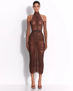 Ruched Skirt in Fine Mesh