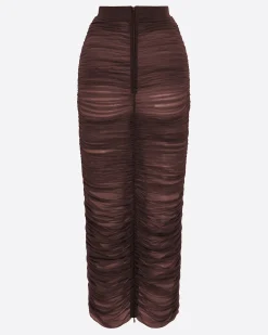 Ruched Skirt in Fine Mesh