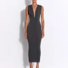 Ruched V Neck Dress in Crepe Jersey