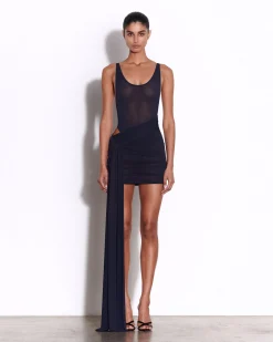 Scoop Wrap Mini Dress in Crepe Jersey