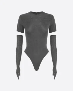 Short Sleeve Bodysuit in Crystal Jersey