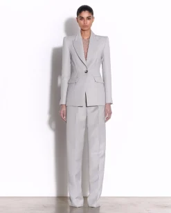 Single Breasted Fitted Blazer in Wool Suiting
