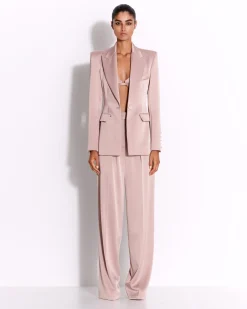 Single Breasted Fitted Blazer in Satin Crepe