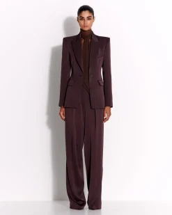 Single Breasted Fitted Blazer in Satin Crepe