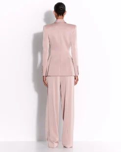 Single Breasted Fitted Blazer in Satin Crepe