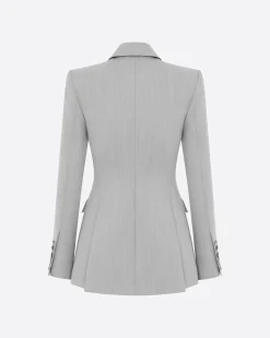 Single Breasted Fitted Blazer in Wool Suiting