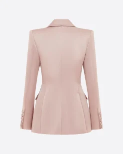 Single Breasted Fitted Blazer in Satin Crepe