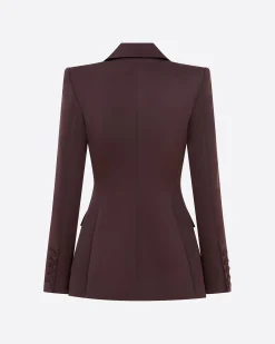 Single Breasted Fitted Blazer in Satin Crepe