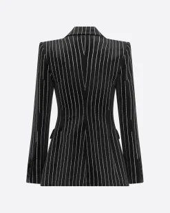 Single Breasted Fitted Blazer in Crystal Velvet