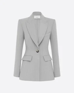 Single Breasted Fitted Blazer in Wool Suiting