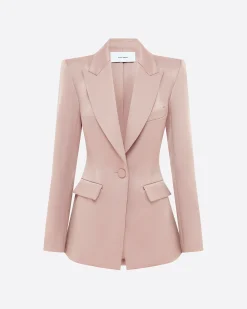 Single Breasted Fitted Blazer in Satin Crepe