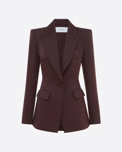 Single Breasted Fitted Blazer in Satin Crepe