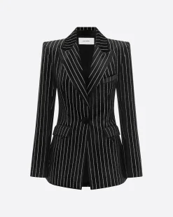 Single Breasted Fitted Blazer in Crystal Velvet