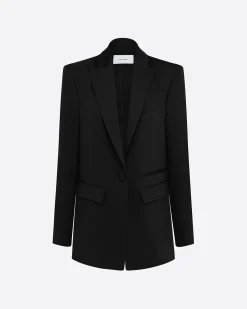 Single Breasted Oversized Blazer in Satin Crepe