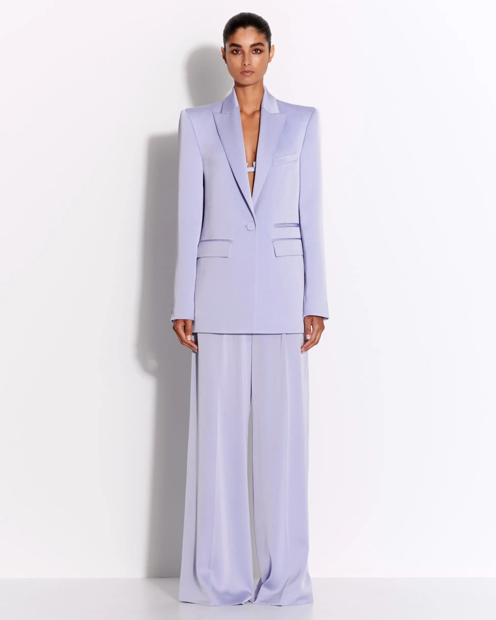 Single Breasted Oversized Blazer in Satin Crepe