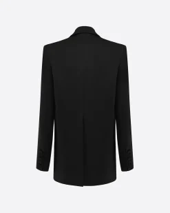 Single Breasted Oversized Blazer in Satin Crepe