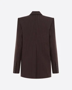 Single Breasted Oversized Blazer in Lurex Pinstripe