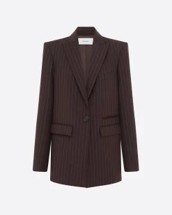 Single Breasted Oversized Blazer in Lurex Pinstripe