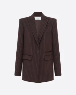 Single Breasted Oversized Blazer in Lurex Pinstripe