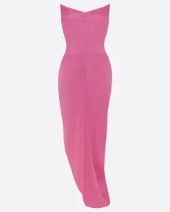 Strapless Corset Asymmetrical Drape Gown in Crepe
