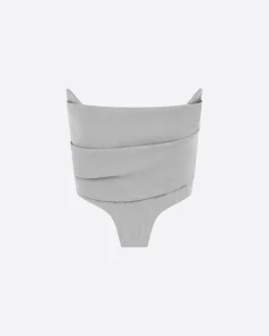 Strapless Corset Top in Wool Suiting