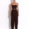 Strapless Crop Top in Lurex Pinstripe