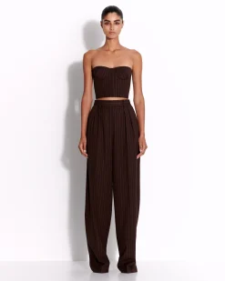 Strapless Crop Top in Lurex Pinstripe
