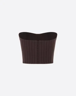 Strapless Crop Top in Lurex Pinstripe