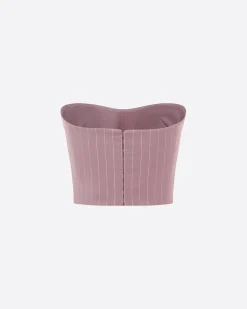 Strapless Crop Top in Lurex Pinstripe