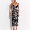 Strapless Dress in Printed Velvet