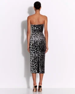 Strapless Dress in Printed Velvet