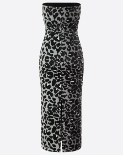 Strapless Dress in Printed Velvet