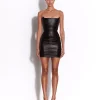 Strapless Longline Corset Mini Dress in Leather