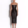 Strapless Longline Corset Dress in Leather