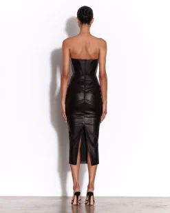 Strapless Longline Corset Dress in Leather